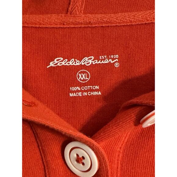 Eddie Bauer Hoodie Sweatshirt Long Sleeve Buttons Red Sz XXL Gorpcore Preppy - Picture 5 of 6